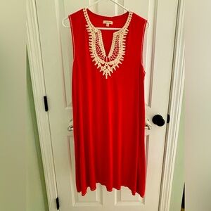 Max Studio knit dress with embroidered neckline Size L
